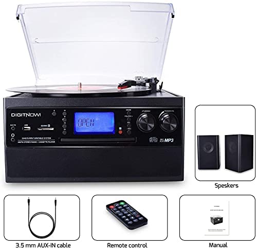 DIGITNOW! Platine Vinyle 33/45/78 RPM Bluetooth USB, SD mp3, lecteur CD, K7  audio, Radio avec haut-parleur Intégrés - Cdiscount TV Son Photo