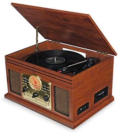 Auna Platine Vinyle Bluetooth Rétro, Tourne Disque CD avec Haut parleur,  Tourne-disques Audio 33 tours, Chaine Hifi , Lecteur Vintage