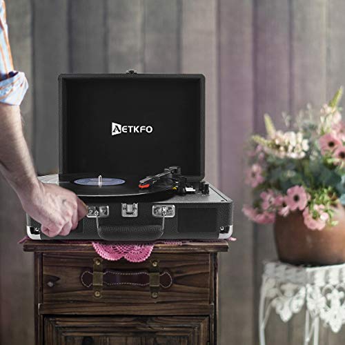 Platine Vinyle, Platine Vinyle Bluetooth, Tourne Disque Vinyle avec Haut-parleurs Intégrés, 3 Vitesses 33/45/78 TR/Min, équipé d'un Port USB/SD/AUX, Prise en Charge Bluetooth – Image 8