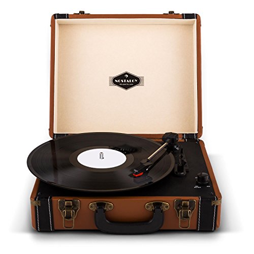 Fenton RP115F Platine Vinyle Vintage avec Valise de Rangement - Marron