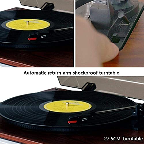 Tourne-disque Bluetooth Platine vinyle à 3 vitesses entraînée par courroie Tourne-disques rétro vintage Haut-parleurs stéréo intégrés Haut-parleur stéréo intégré (platines vinyles pour lecteurs) – Image 6