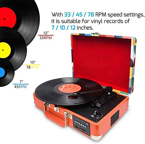 10€33 sur TEMPSA Tourne Disque Vintage Platine Lecteur Vinyle Bluetooth USB  3 Vitesses Avec Haut-parleurs Stéréo Intégré ROUGE, Platine DJ, Top Prix