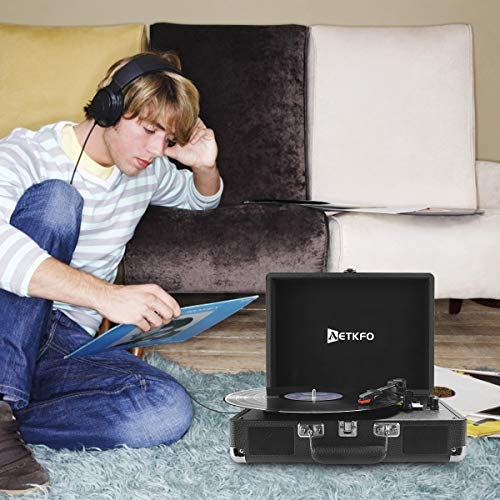 Platine Vinyle, Platine Vinyle Bluetooth, Tourne Disque Vinyle avec Haut-parleurs Intégrés, 3 Vitesses 33/45/78 TR/Min, équipé d'un Port USB/SD/AUX, Prise en Charge Bluetooth – Image 9