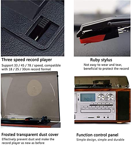 Tourne-disque Bluetooth Platine vinyle à 3 vitesses entraînée par courroie Tourne-disques rétro vintage Haut-parleurs stéréo intégrés Haut-parleur stéréo intégré (platines vinyles pour lecteurs) – Image 5