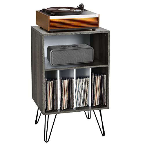 GOPLUS Meuble de Rangement Vinyle 53x46x86,5CM,5 Compartiments