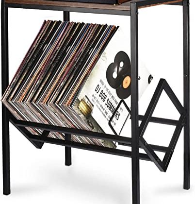 MAWEW Support pour tourne-disque, table de tourne-disque, table de  tourne-disque, en bois vintage, support de tourne-disque avec rangement de  disques