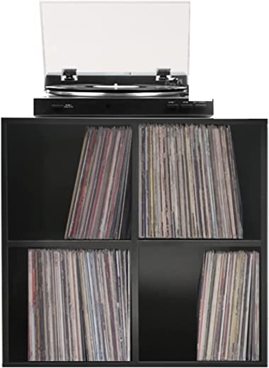 Meuble de rangement vinyle Lp records - 3 compartiments - noir